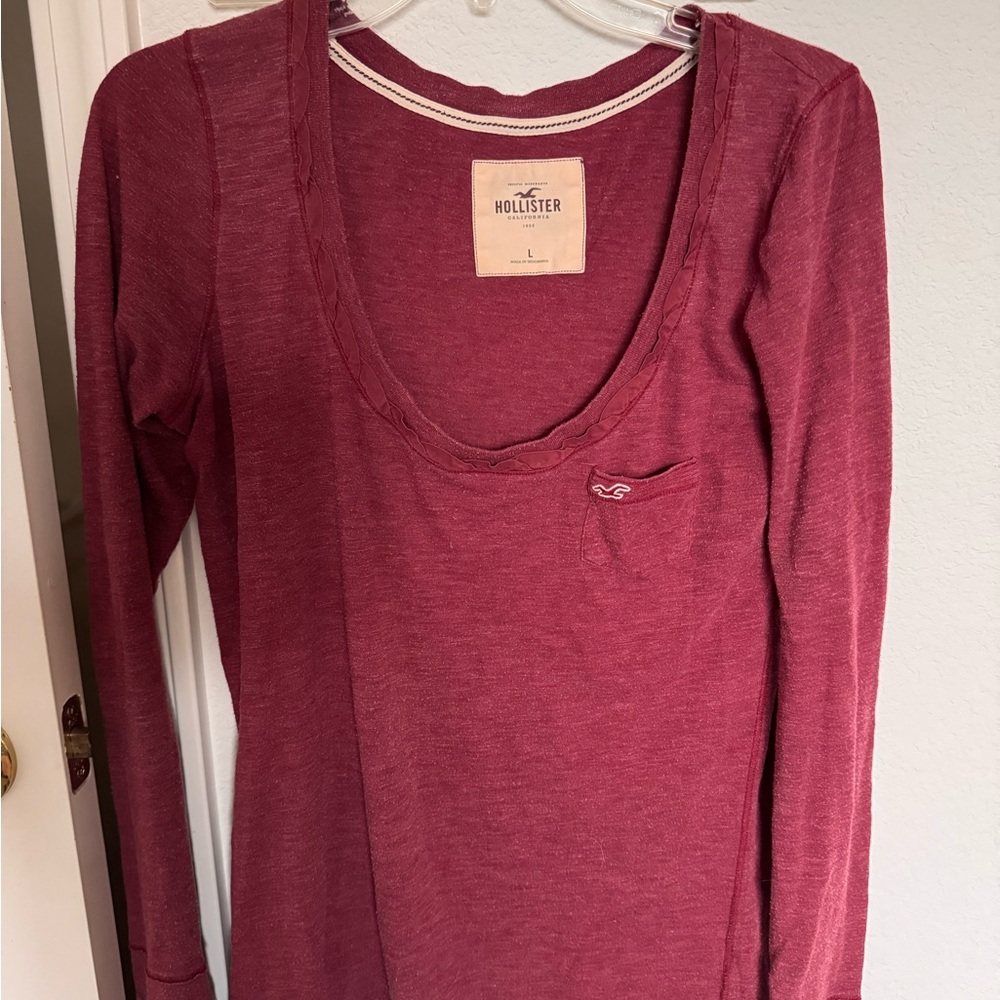 Hollister Women's Burgundy Long Sleeve Blouse